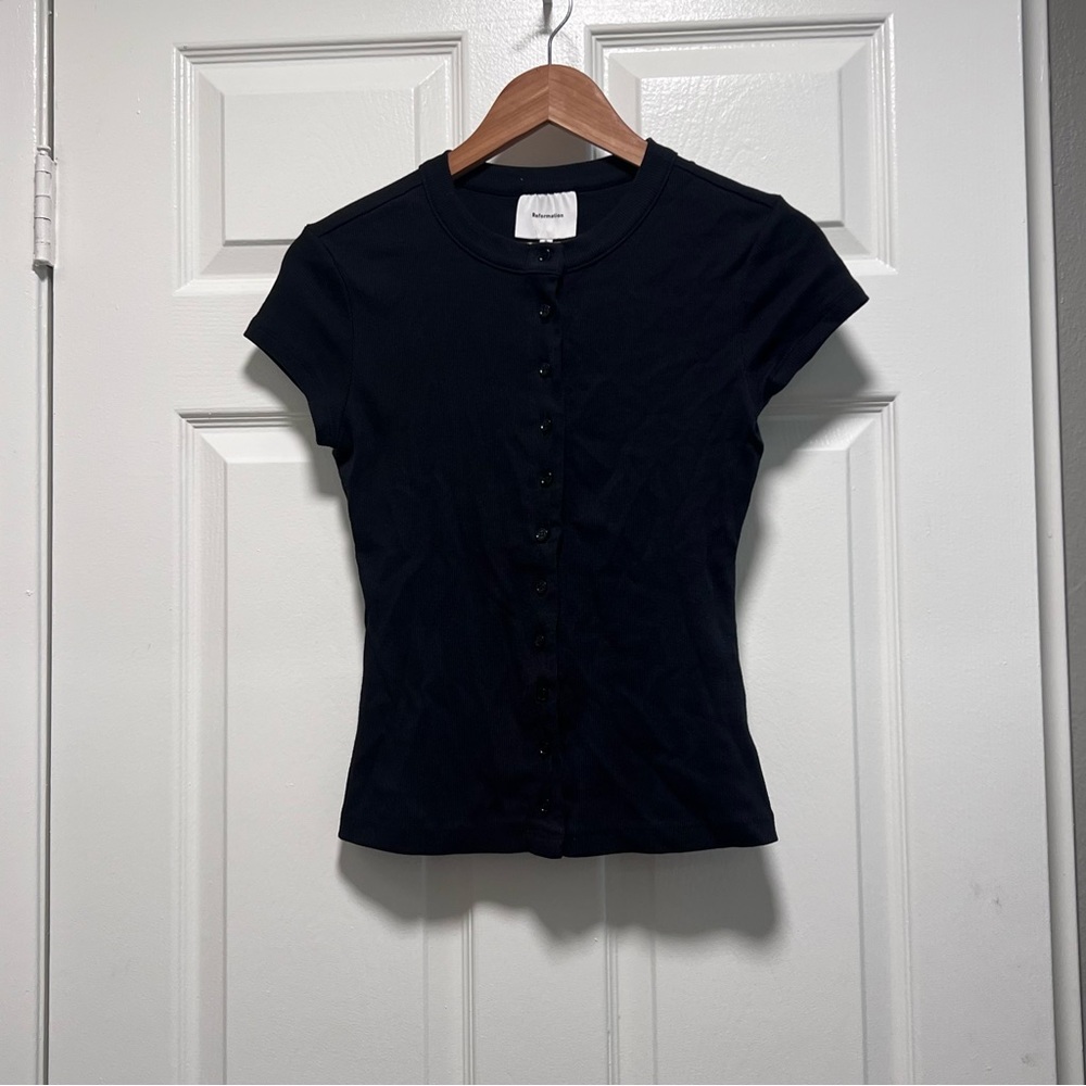 Reformation Black Button-Down Women's Shirt